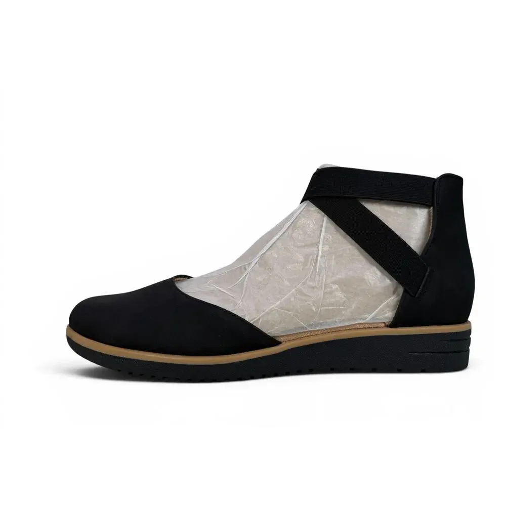 Soul Naturalizer Intro Flat Wedge Womens 8.5 W Black Comfort Slip On Ankle Strap
